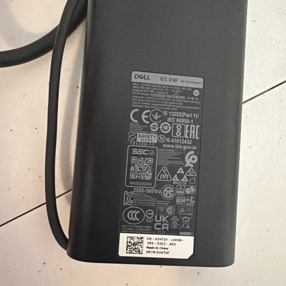 Dell Latitude 65W AC Adapter Charger Power Cord LA65NM130 19.5V 3.34A